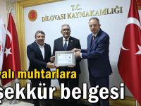 Dilovalı muhtarlara teşekkür belgesi