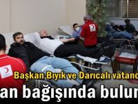 Darıcalılar depremzedeler için kan verdi