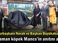 Cumhurbaşkanı Novak ve Başkan Büyükakın  kahraman köpek Mancs’in anıtını açtı