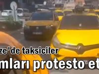 Gebze'de taksiciler zamları protesto etti
