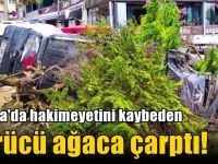 Darıca'da hakimeyetini kaybeden sürücü ağaca çarptı!