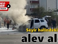 Seyir halindeki araç alev aldı