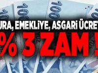 Memura, emekliye, asgari ücretliye yüzde 3 zam