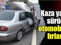 Kaza yapan sürücü otomobilden fırladı!