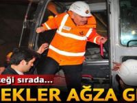 İŞ MAKİNASI ANİDEN HAREKETLENİNCE