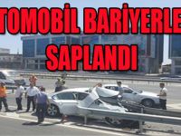 Otomobil bariyerlere saplandı