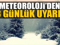 Meteroloji'den 3 gün için uyarı