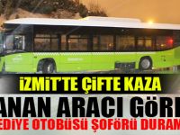 İzmit'te çifte kaza: Yanan aracı gören şoför duramayarak duvara çarptı