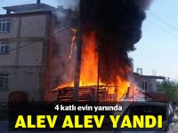 4 katlı evin yanında alev alev yandı