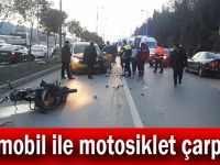 Otomobil ile motosiklet çarpıştı!