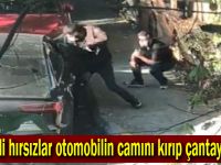 Maskeli hırsızlar otomobilin camını kırıp çantayı çaldı!