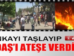 Bankayı taşlayıp DEDAŞ’ı ateşe verdiler